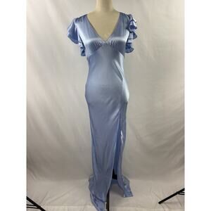 Amanda Uprichard Cecelia Maxi Dress Pale Baby Blue English Lavender Small Ruffle